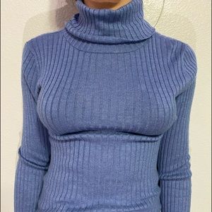 blue turtle neck